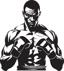 Sparring Legend Black Logo of Boxer Jab Fury Iconic Vector Boxer Emblem