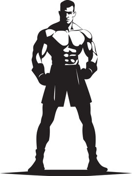 recommend clip art: Sparring King Vector Boxer Man Emblem Brawl Dynamo Cartoon Boxer Silhouette