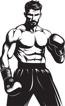 Ring Champion Vector Black Logo Fist Fury Silhouetted Boxer Man