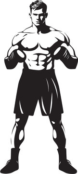 Fist Fury Silhouetted Boxer Man Fist Fury Iconic Boxer Silhouette Emblem