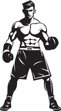 Champion Jab Vector Boxer Man Design Ring Warrior Black Logo of Boxer Icon