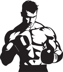 Boxing King Vector Silhouetted Boxer Ring Champion Black Iconic Boxer