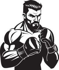 Boxing King Iconic Silhouetted Boxer Man Ring Champion Black Vector Boxer Emblem
