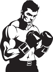 Gloved Dynamo Iconic Silhouetted Boxer Ring Warrior Black Vector Boxer Man