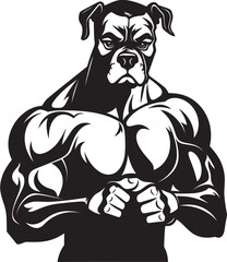 Fist Fury Vector Emblematic Boxer Man Champion Jab Black Silhouette of Boxer