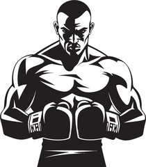 Sparring Legend Vector Boxer Man Design Jab Fury Black Logo of Boxer Icon