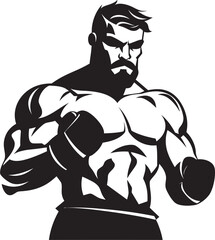 Power Punch Black Emblematic Boxer Sparring Legend Vector Boxer Man Design