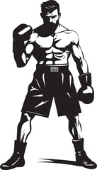 Smash Champ Black Cartoon Boxer Icon Knockout Warrior Iconic Boxer Man Emblem