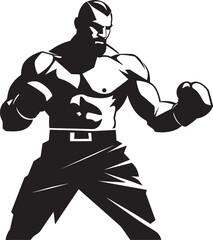 Ring Impact Black Emblematic Boxer Punch Prodigy Iconic Vector Boxer Man