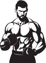 Knockout Virtuoso Vector Iconic Boxer Man Gloved Impact Iconic Black Boxer