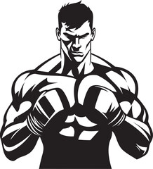 Punch Power Black Emblematic Boxer Man Knockout Virtuoso Vector Iconic Boxer Man
