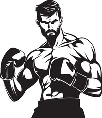 Jab Powerhouse Black Emblematic Boxer Fist Fury Iconic Boxer Silhouette Emblem