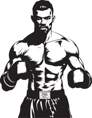 Gloved Champion Vector Silhouetted Boxer Ring Virtuoso Black Vector Boxer Man