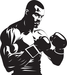 Boxing Gladiator Black Silhouette of Boxer Champion Dynamo Vector Black Emblematic Boxer