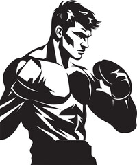 Punch Virtuoso Silhouetted Boxer Emblem Knockout Power Black Emblematic Boxer Man