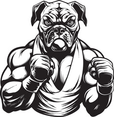 Jab Ruler Black Emblematic Boxer Fist Fury Vector Silhouetted Boxer