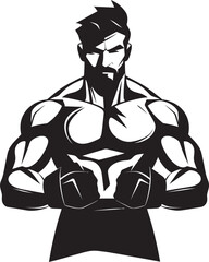 Gloved Virtuoso Black Silhouette of Boxer Ring Impact Iconic Vector Boxer Man