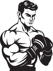 Pugilist Persona Silhouetted Boxer Man Knockout Vision Vector Black Logo Icon