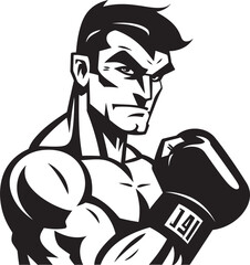 Champion Profile Iconic Boxer Silhouette Boxing Maestro Emblematic Vector Design