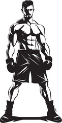 Gloved Dynamo Cartoon Boxer Silhouette Brawl Master Black Vector Logo