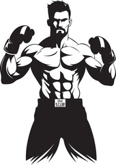 Sparring King Vector Boxer Silhouette Fist Fury Black Cartoon Boxer Emblem