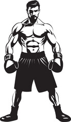 Fototapeta premium Brawl Master Cartoon Boxer Silhouette Punch Artist Black Vector Boxer