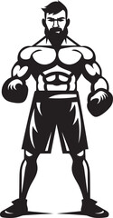 Jab Dynamo Vector Cartoon Boxer Icon Ring Ruler Black Logo of Boxer Man
