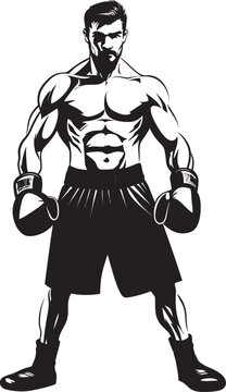 Brawl Master Cartoon Boxer Silhouette Punch Artist Black Vector Boxer