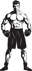 Boxing King Black Cartoon Boxer Emblem Smash Warrior Iconic Vector of Boxer Man