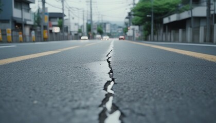 earthquake road crack - obrazy, fototapety, plakaty