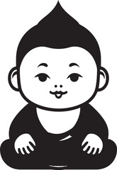 Zen Youngster Vector Zen Logo Buddha Bambino Black Kid Emblem