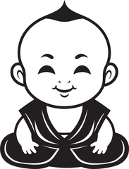 Chibi Serenity Cartoon Zen Logo Buddha Bliss Vector Kid Buddha