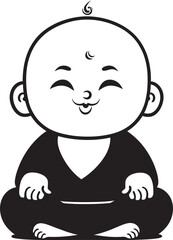 Enlightened Infant Buddha Kid Emblem Chibi Serenity Cartoon Zen Logo