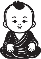 Chibi Zen Zephyr Vector Buddha Icon Enlightened Infante Cartoon Black Logo