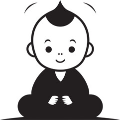 Zen Little One Buddha Emblem Design Peaceful Prodigy Vector Zen Silhouette