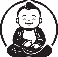 Chibi Serenity Buddha Iconic Emblem Buddha Bliss Cartoon Zen Silhouette