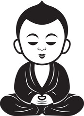 Zen Blossom Black Serene Emblem Buddha Babe Serenity Cartoon Icon
