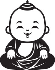 Chibi Enlightenment Vector Kid Buddha Peaceful Tot Black Buddha Emblem