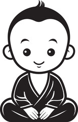 Buddha Babe Serenity Cartoon Icon Chibi Enlightenment Vector Kid Buddha