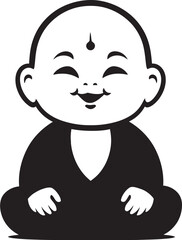Buddha Bloom Cartoon Zen Kid Serenity Sprite Vector Buddha Emblem