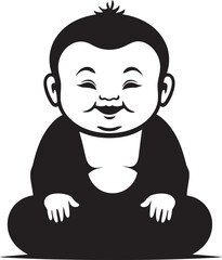 Buddha Bliss Zen Vector Kid Harmonious Junior Black Emblematic Buddha