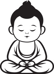 Lotus Little One Buddha Kid Emblem Harmony Hatchling Cartoon Buddha Logo