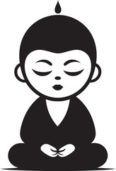 Serenity Sprite Vector Kid Icon Zen Youngster Buddha Emblematic Design