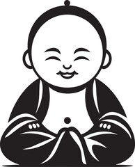 Zen Youngster Buddha Emblematic Design Buddha Bambino Cartoon Zen Emblem