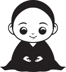 Enlightened Infant Vector Zen Emblem Chibi Serenity Black Buddha Emblem