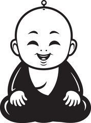 Tiny Tranquil Tot Cartoon Buddha Icon Little Zen Master Black Logo Design