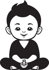 Buddha Bambino Zen Child Emblem Tiny Tranquil Tot Cartoon Buddha Icon