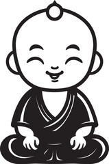 Peaceful Prodigy Buddha Kid Silhouette Enlightened Infant Vector Iconic Design