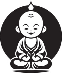 Divine Kiddo Black Cartoon Buddha Buddha Baby Bloom Buddha Kid Icon