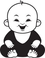 Enlightened Infante Cartoon Buddha Icon Buddha Bambino Black Silhouette Design